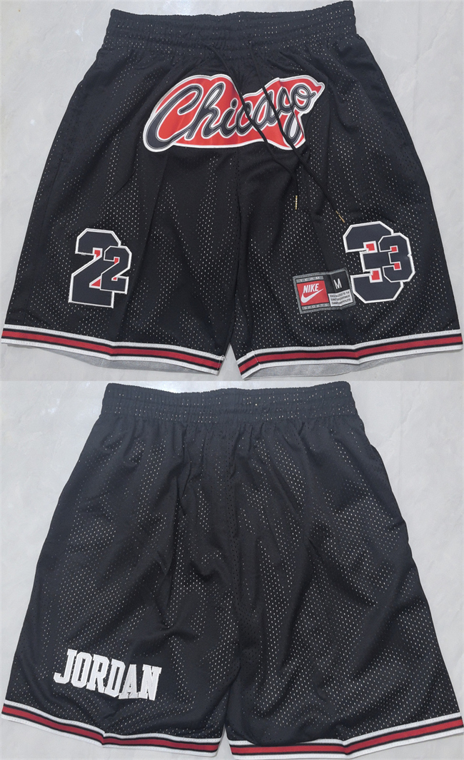 Men's Chicago Bulls #23 Michael Jordan Black Shorts001 (Run Small)